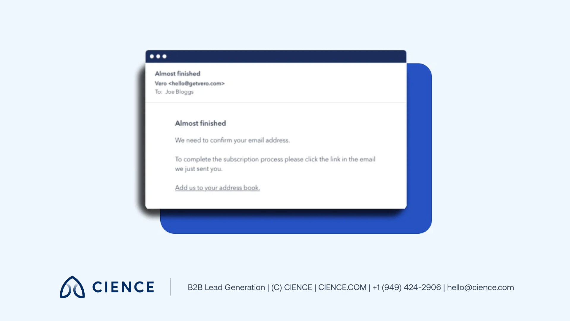 Confirmed opt-in email flow showing double-verification step to ensure accurate subscriber contact data
